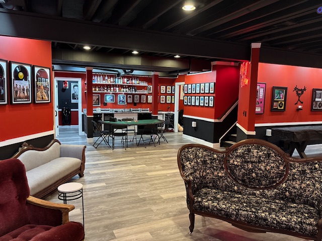 The Listening Theater behind the black barn door